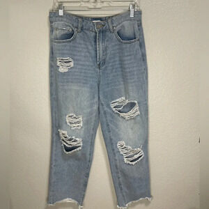 Forever 21 Distressed Baggy Denim with Raw Hem Size 28
